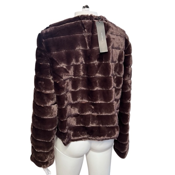 Allegra K NWT Women’s Brown Teddy Jacket Faux Fur Open Front Sz. Medium - Picture 3 of 6